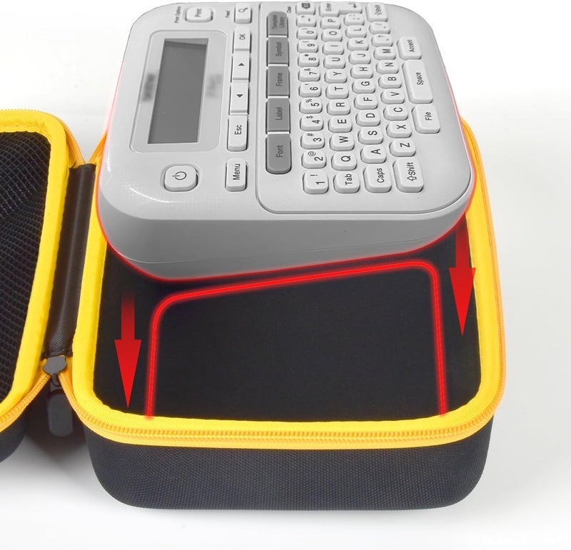 GWCASE Case Compatible with Brother P-Touch PTD220 210 Home/Office Everyday Label Maker, Storage Holder Carrying Organizer for Label Tapes, AC Adapter, Charging Cables (Box Only) -Yellow Zipper - Image 3